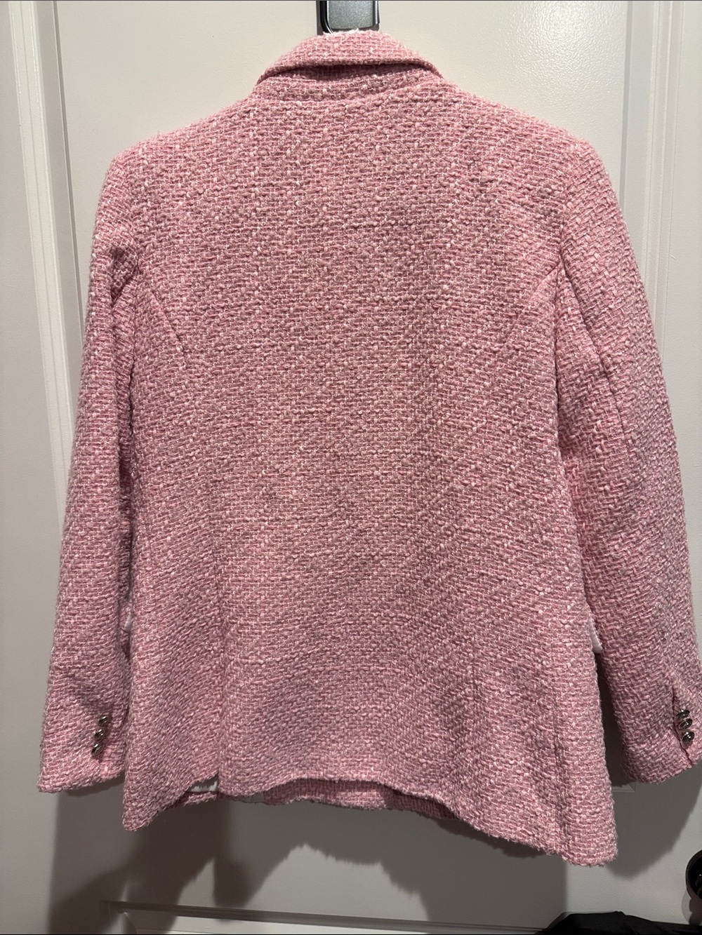 Pink Bouclé Double-Breasted Blazer Jacket - Picture 3 of 3